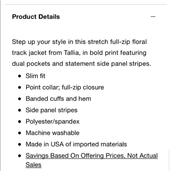 Tallia Sport Blue Tropical Striped Sleeve Athletic Jacket - small - Picture 8 of 9